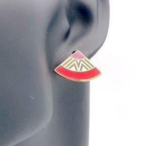 Vintage Laurel Burch Cloisonne Fan Earrings